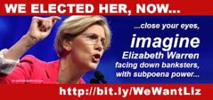 To help get Senator Warren on the Banking Committee, sign this petition and call Senator Harry Reid – 202-224-3542 – and urge him to give the seat to this well-qualified, progressive advocate for the middle class and sensible financial reform.